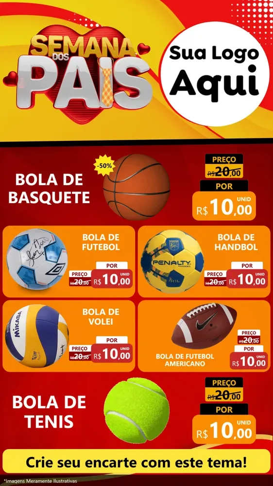Modelo de TV para TV Vertical com o tema Semana Dos Pais para Artigos Esportivos