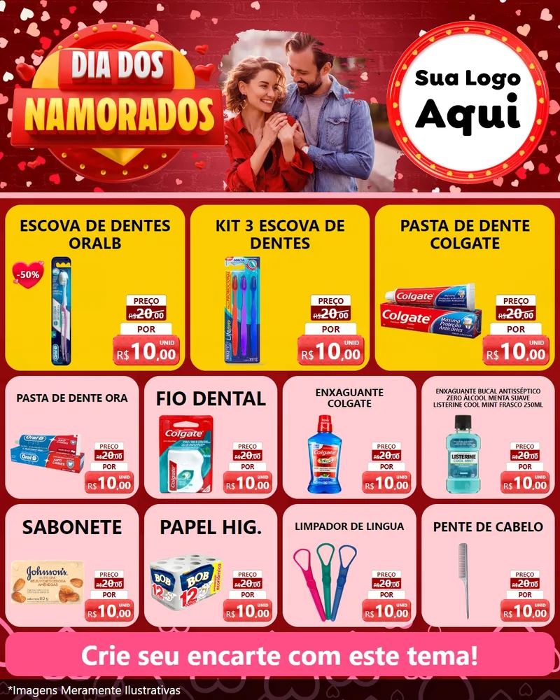 Modelo de Rede Social para Feed Instagram com o tema Dia Dos Namorados para Higiene Pessoal