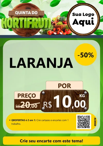 Modelo de Cartaz para Cartaz A4 Vertical com o tema Quinta do Hortifruti para Hortifrúti