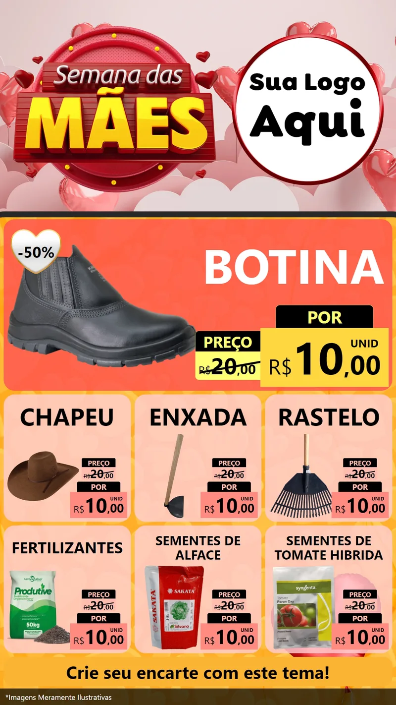 Modelo de Rede Social para Stories com o tema Semana das Mães para Agropecuária