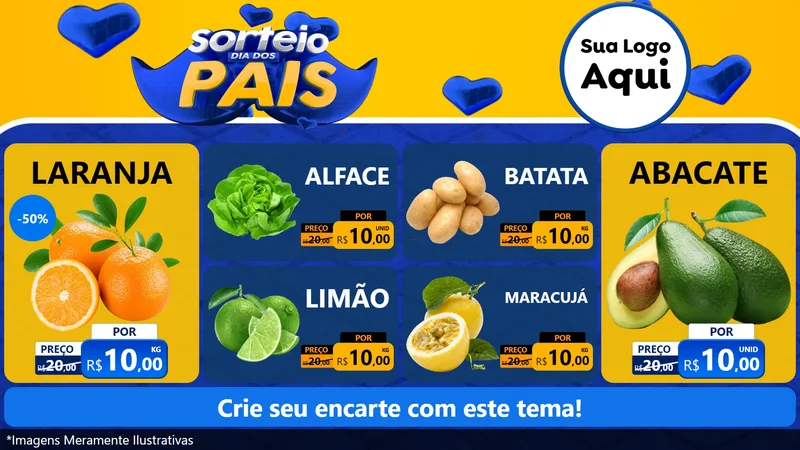 Modelo de TV para TV Horizontal com o tema Sorteio Dia dos Pais para Hortifrúti