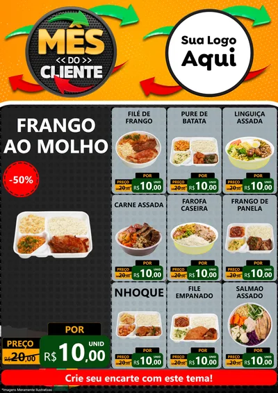 Modelo de Encarte para Encarte A4 Vertical com o tema Mês do Cliente para Restaurante