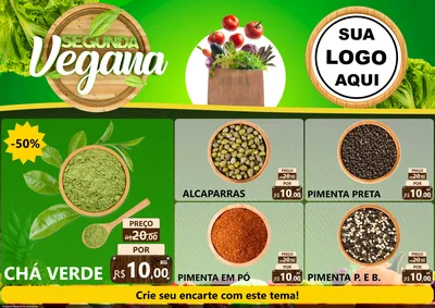 Modelo de Encarte para Encarte A4 Horizontal com o tema Segunda Vegana para Produtos Naturais