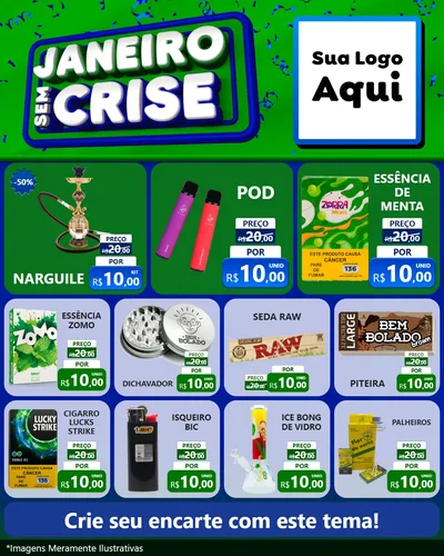 Modelo de Rede Social para Feed Instagram com o tema Janeiro Sem Crise para Tabacaria