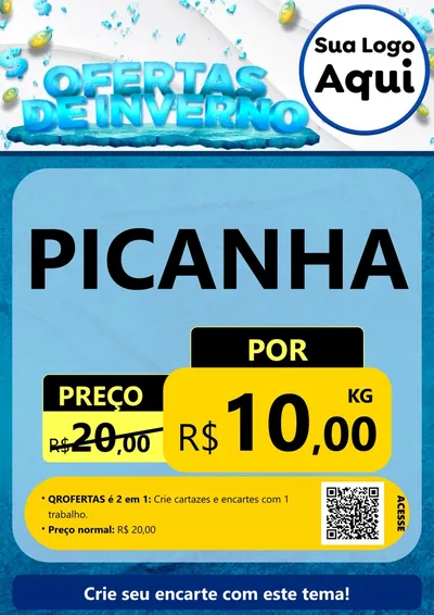 Modelo de Cartaz para Cartaz A4 Vertical com o tema Ofertas de Inverno para Açougue