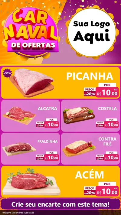 Modelo de TV para TV Vertical com o tema Carnaval de Ofertas para Açougue