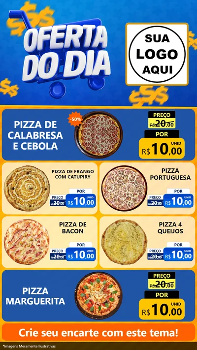Modelo de TV para TV Vertical com o tema Oferta do Dia para Pizzaria