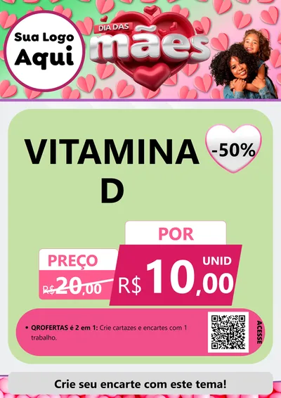 Modelo de Cartaz para Cartaz A4 Vertical com o tema Dia das Mães para Farmácia