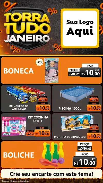 Modelo de TV para TV Vertical com o tema Torra Tudo Janeiro para Brinquedos