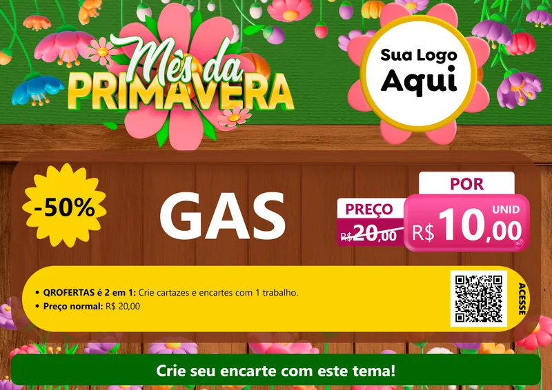 Modelo de Cartaz para Cartaz A4 Horizontal com o tema Mês da Primavera para Água e gás