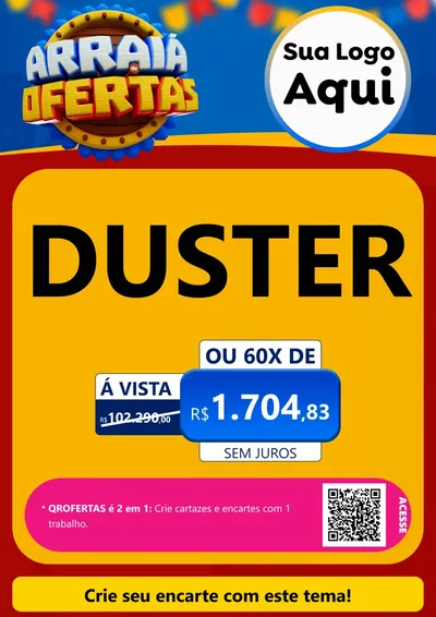 Modelo de Cartaz para Cartaz A4 Vertical com o tema Arraiá de Ofertas - Junina para Concessionaria de Carros