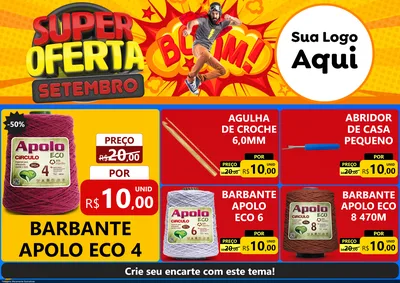 Modelo de Encarte para Encarte A4 Horizontal com o tema Super Oferta Setembro para Armarinho e Aviamentos