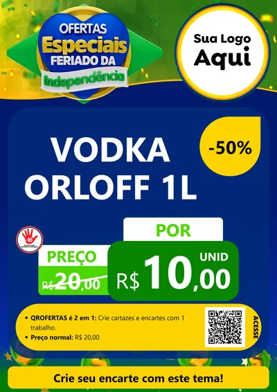 Modelo de Cartaz para Cartaz A4 Vertical com o tema Ofertas Especiais Feriado da Independência para Distribuidora de bebidas