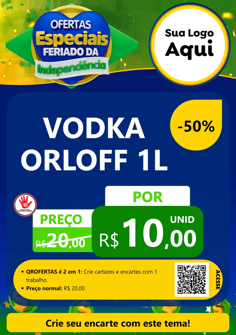 Modelo de Cartaz para Cartaz A4 Vertical com o tema Ofertas Especiais Feriado da Independência para Distribuidora de bebidas
