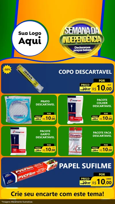 Modelo de TV para TV Vertical com o tema Semana da Independência Declaramos Preços Baixos para Embalagens