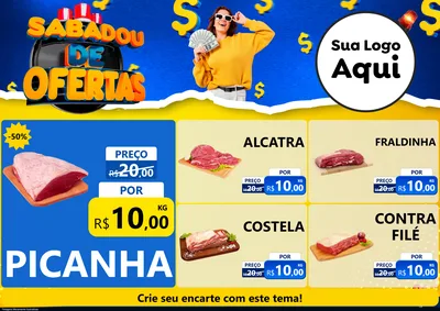Modelo de Encarte para Encarte A4 Horizontal com o tema Sabadou de Ofertas para Açougue