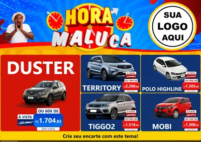 Modelo de Encarte para Encarte A4 Horizontal com o tema Hora Maluca para Concessionaria de Carros