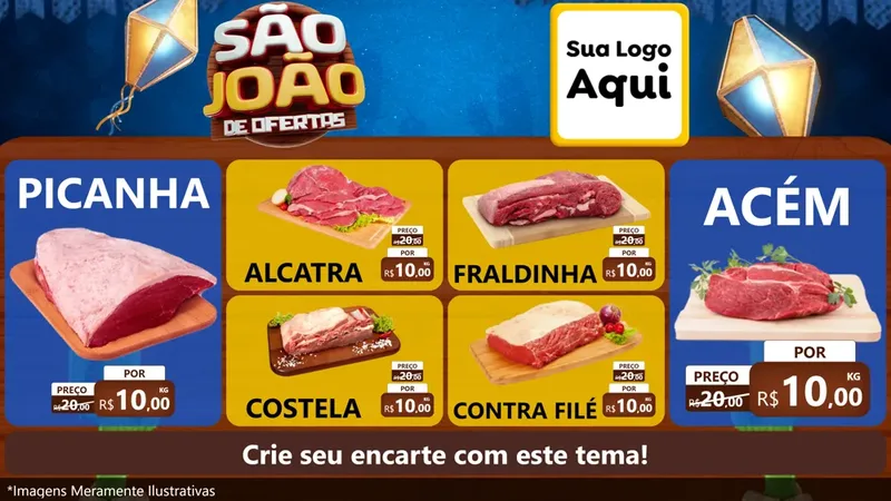Modelo de TV para TV Horizontal com o tema São João Ofertas Imbatíveis! - Junina para Açougue