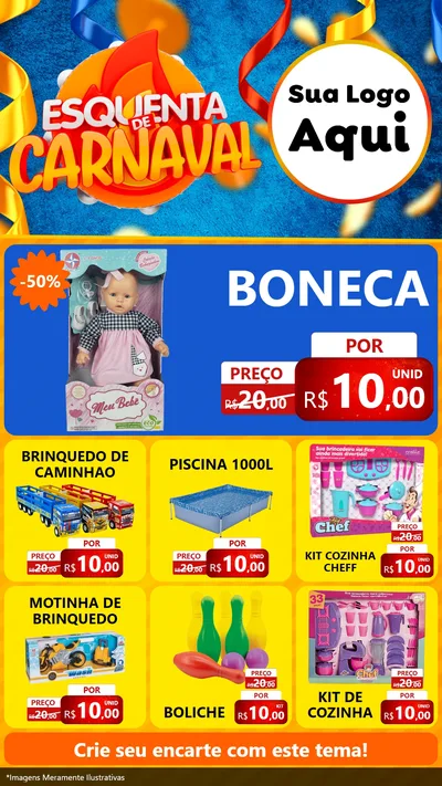 Modelo de Rede Social para Stories com o tema Esquenta de Carnaval para Brinquedos