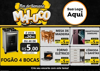 Modelo de Encarte para Encarte A4 Horizontal com o tema Fim de Semana Maluco para Móveis e Eletro