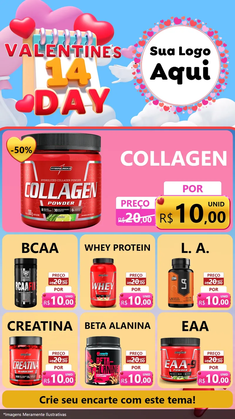 Modelo de Rede Social para Stories com o tema Valentine's Day para Suplementos alimentares