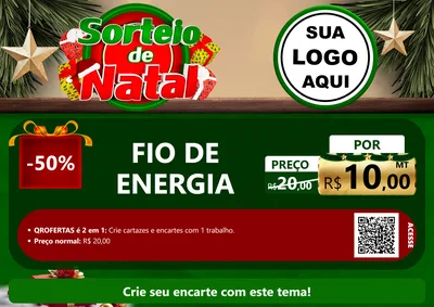 Modelo de Cartaz para Cartaz A4 Horizontal com o tema Sorteio de Natal para Materiais Elétricos