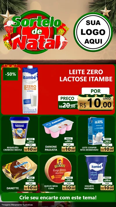 Modelo de Rede Social para Stories com o tema Sorteio de Natal para Frios e Laticínios