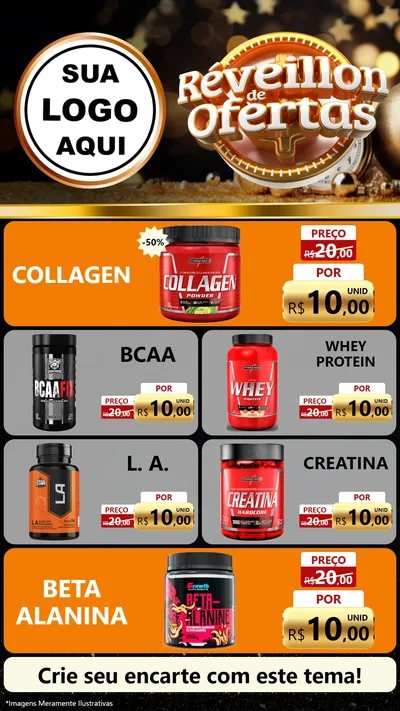 Modelo de TV para TV Vertical com o tema Réveillon de Ofertas para Suplementos alimentares