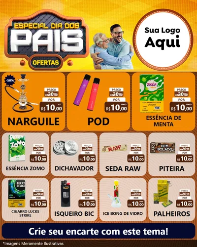Modelo de Rede Social para Feed Instagram com o tema Especial Dia dos Pais para Tabacaria