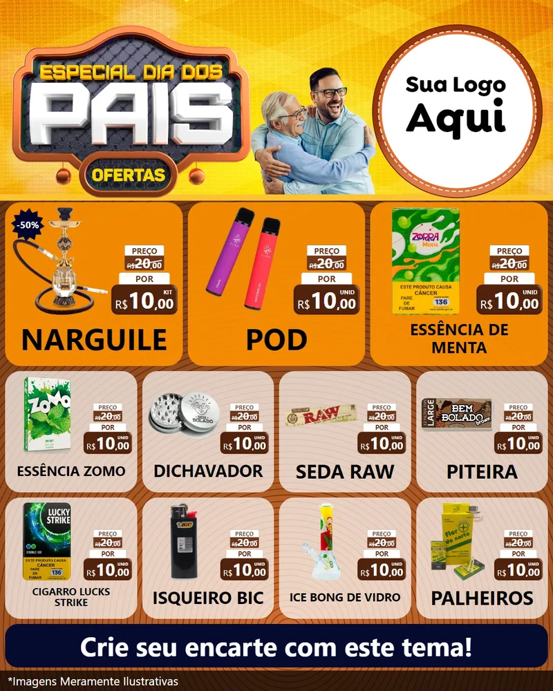Modelo de Rede Social para Feed Instagram com o tema Especial Dia dos Pais para Tabacaria