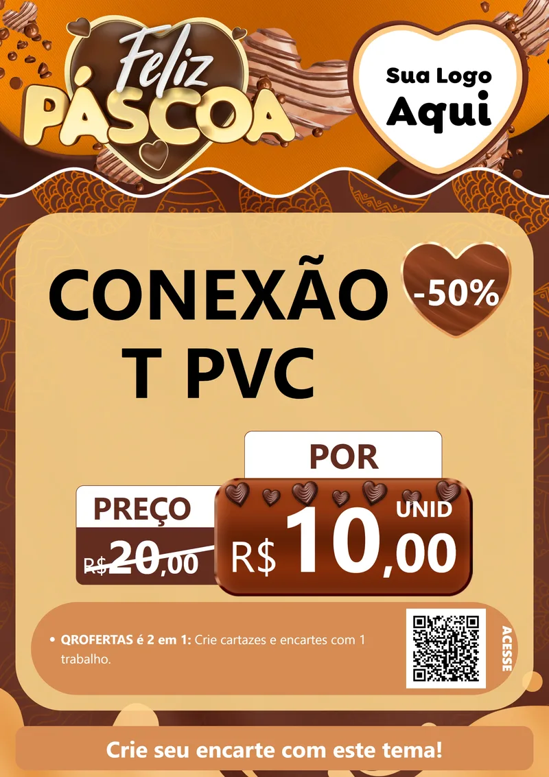 Modelo de Cartaz para Cartaz A4 Vertical com o tema Feliz Páscoa para Tubos e conexões
