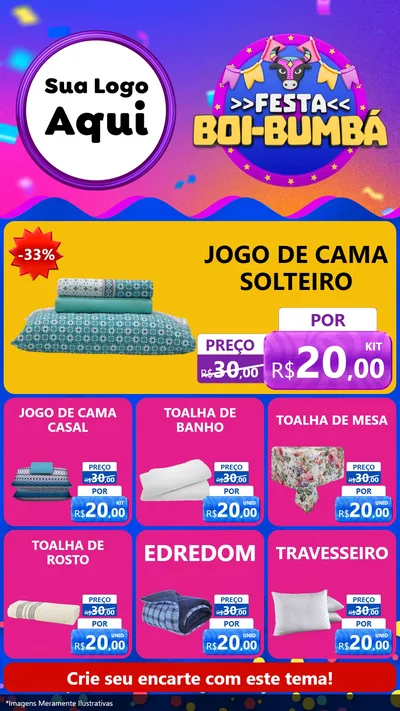 Modelo de Rede Social para Stories com o tema Festa Boi-Bumbá para Cama, Mesa e Banho