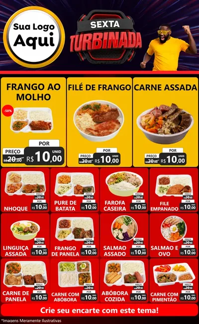Modelo de Encarte para Encarte Grande com o tema Sexta Turbinada para Restaurante
