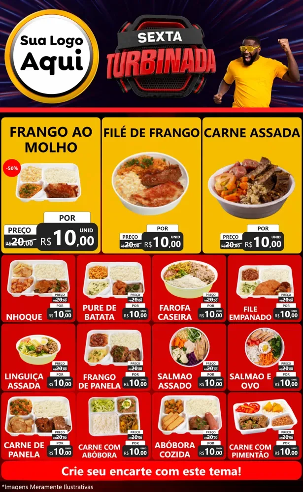 Modelo de Encarte para Encarte Grande com o tema Sexta Turbinada para Restaurante