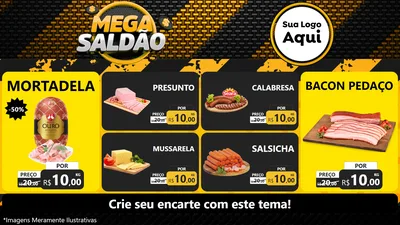 Modelo de TV para TV Horizontal com o tema Mega Saldão para Frios e Laticínios