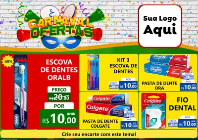 Modelo de Encarte para Encarte A4 Horizontal com o tema Carnaval de Ofertas para Higiene Pessoal