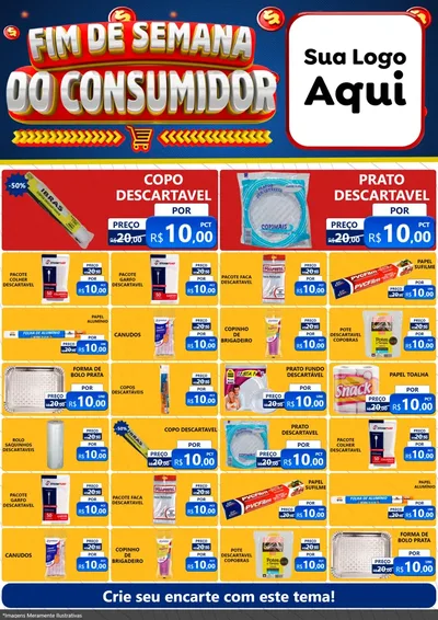 Modelo de Encarte para Encarte A4 Vertical com o tema Fim de Semana do Consumidor para Embalagens