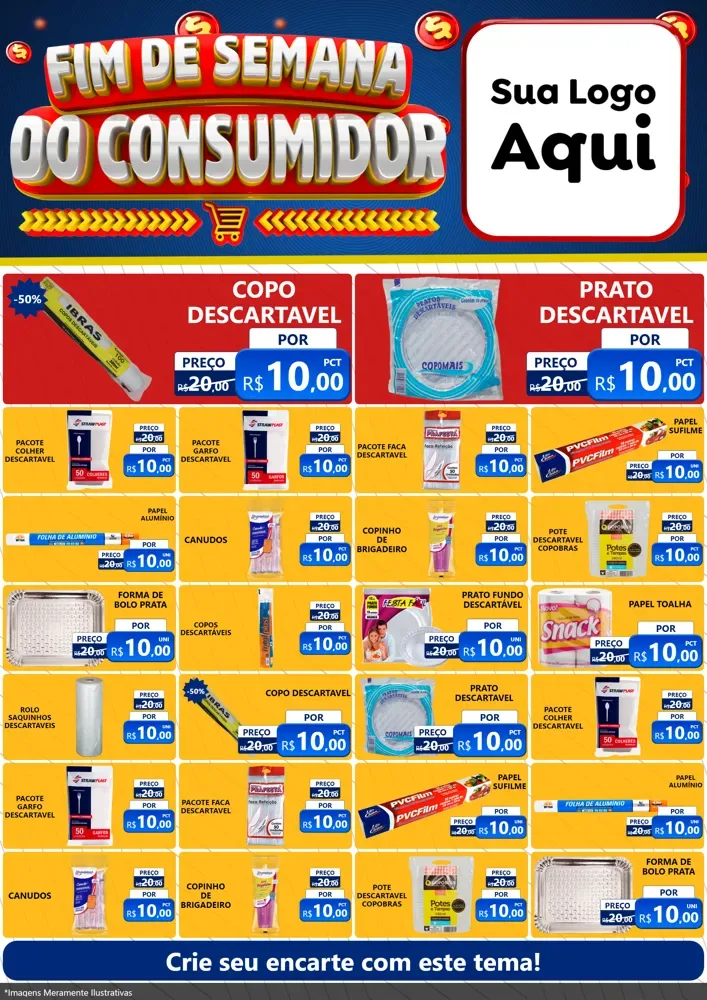 Modelo de Encarte para Encarte A4 Vertical com o tema Fim de Semana do Consumidor para Embalagens