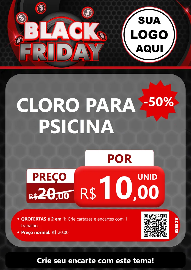 Modelo de Cartaz para Cartaz A4 Vertical com o tema Black Friday para Produtos para Piscina