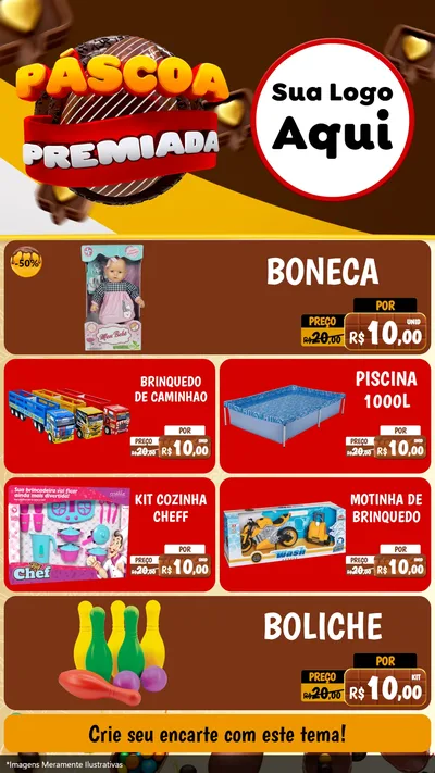 Modelo de TV para TV Vertical com o tema Páscoa Premiada para Brinquedos