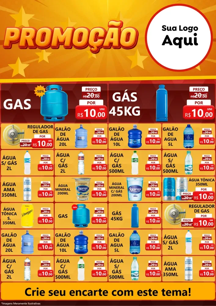 Modelo de Encarte para Encarte A4 Vertical com o tema Promoção para Água e gás
