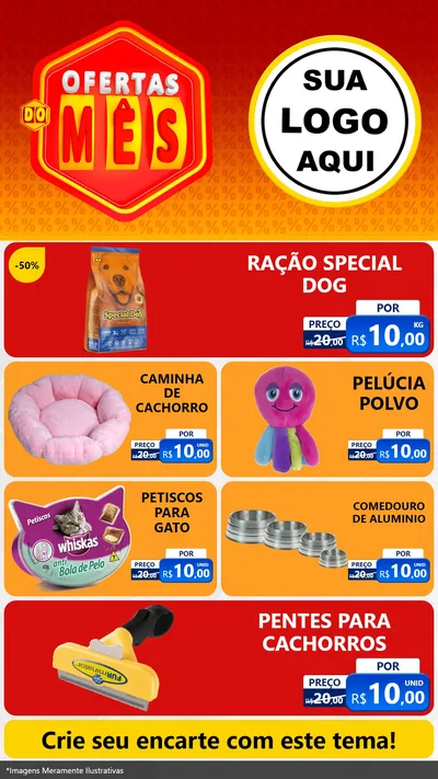 Modelo de TV para TV Vertical com o tema Ofertas do Mês para Pet Shop