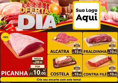 Modelo de Encarte para Encarte A4 Horizontal com o tema Ofertas do Dia para Açougue