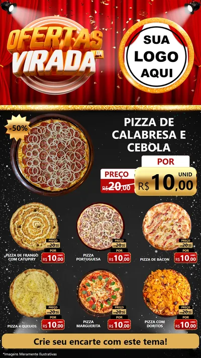 Modelo de Rede Social para Stories com o tema Ofertas da Virada para Pizzaria