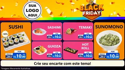 Modelo de TV para TV Horizontal com o tema Black Friday para Comida japonesa