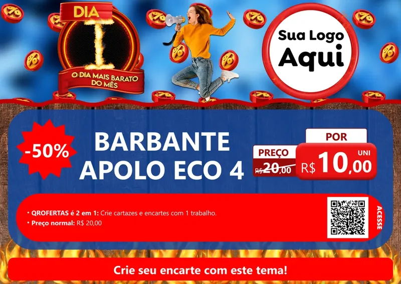 Modelo de Cartaz para Cartaz A4 Horizontal com o tema Dia I - O Dia Mais Barato Do Mês para Armarinho e Aviamentos