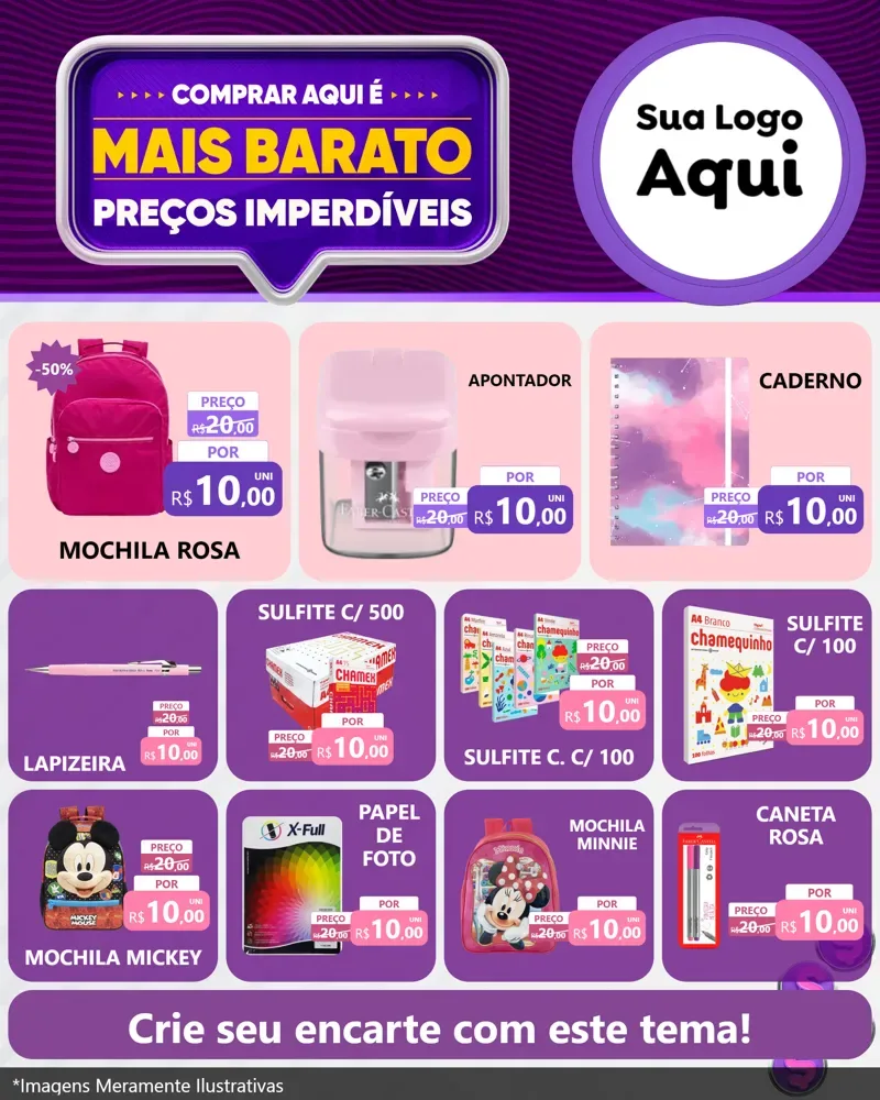 Modelo de Rede Social para Feed Instagram com o tema Mais Barato para Papelaria