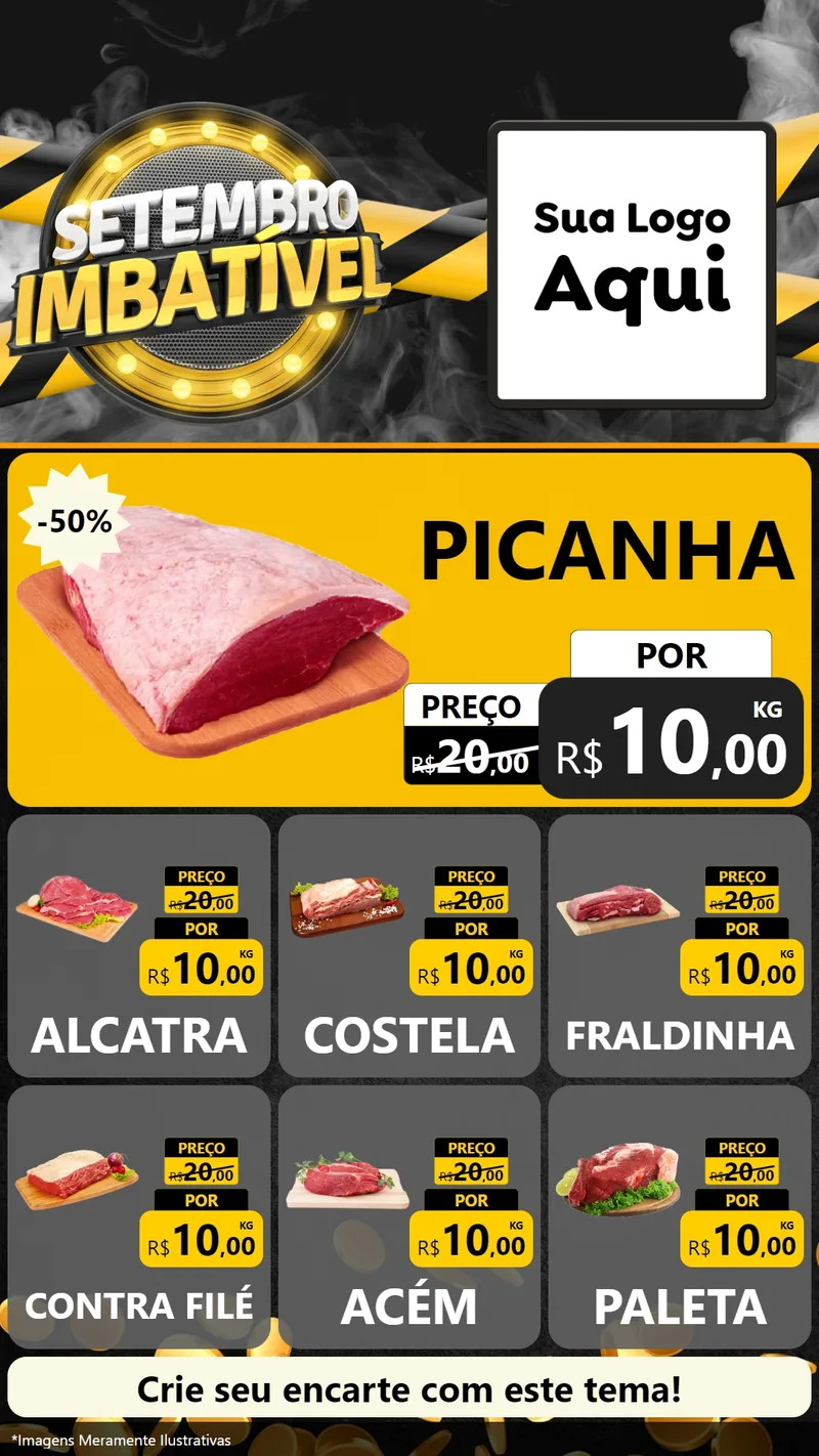 Modelo de Rede Social para Stories com o tema Setembro Imbatível para Açougue