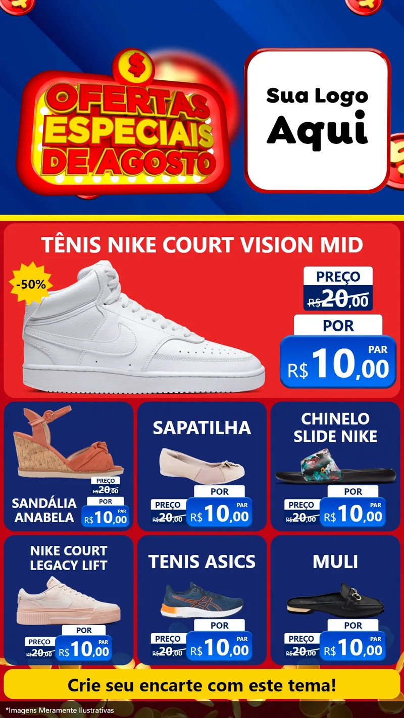 Modelo de Rede Social para Stories com o tema Ofertas Especiais de Agosto para Calçados