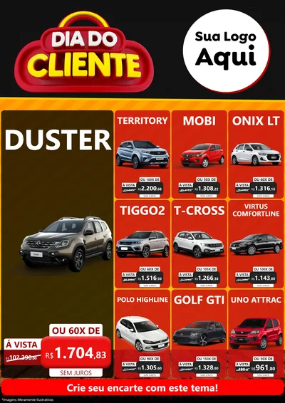 Modelo de Encarte para Encarte A4 Vertical com o tema Dia do Cliente para Concessionaria de Carros